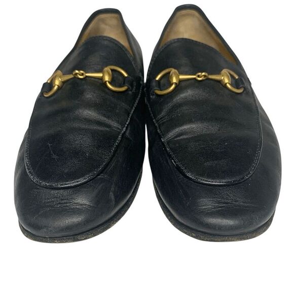 Gucci Jordaan Horsebit Loafers EU 36 US 6 Black Leather Flat Slip On Shoes - Picture 3 of 11